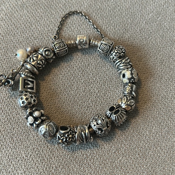 Pandora Jewelry Authentic Pandora Sterling Silver Bracelet With 7